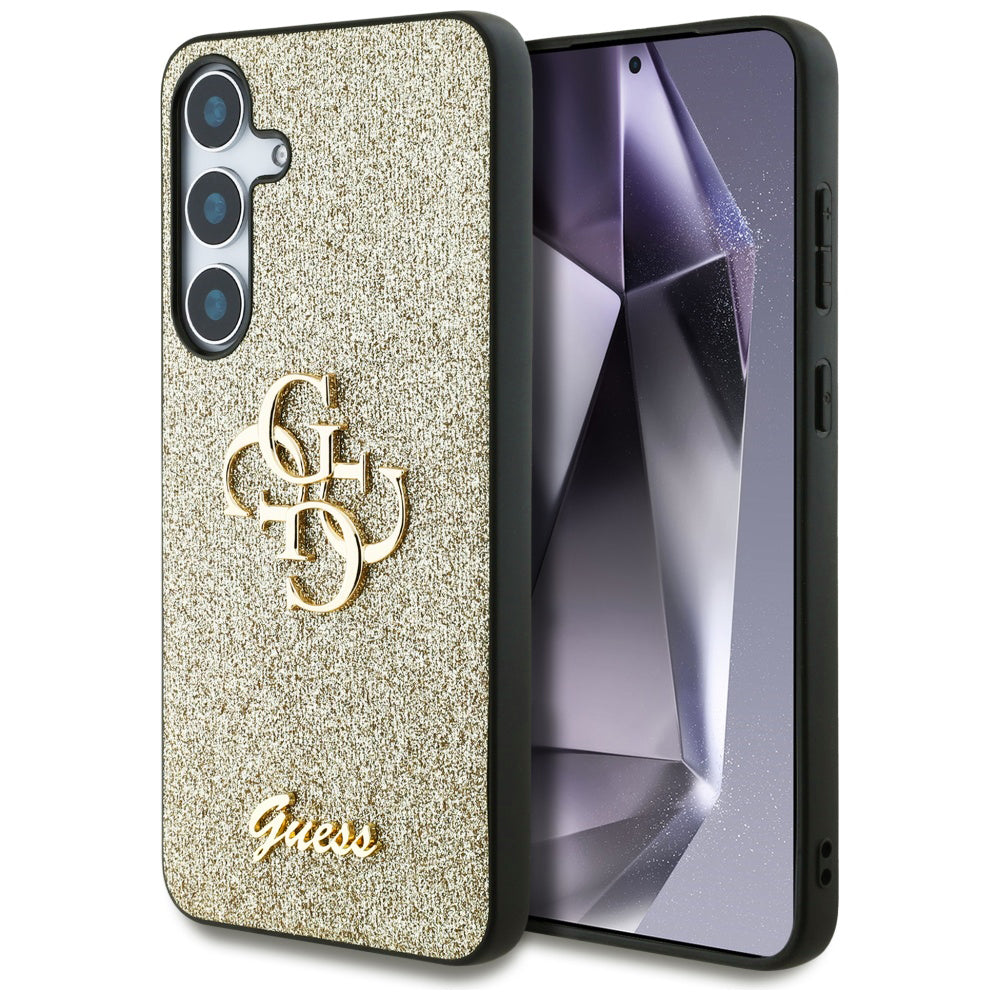 Husa pentru Samsung Galaxy S25 S931, Guess, Glitter Big 4G Script, Aurie