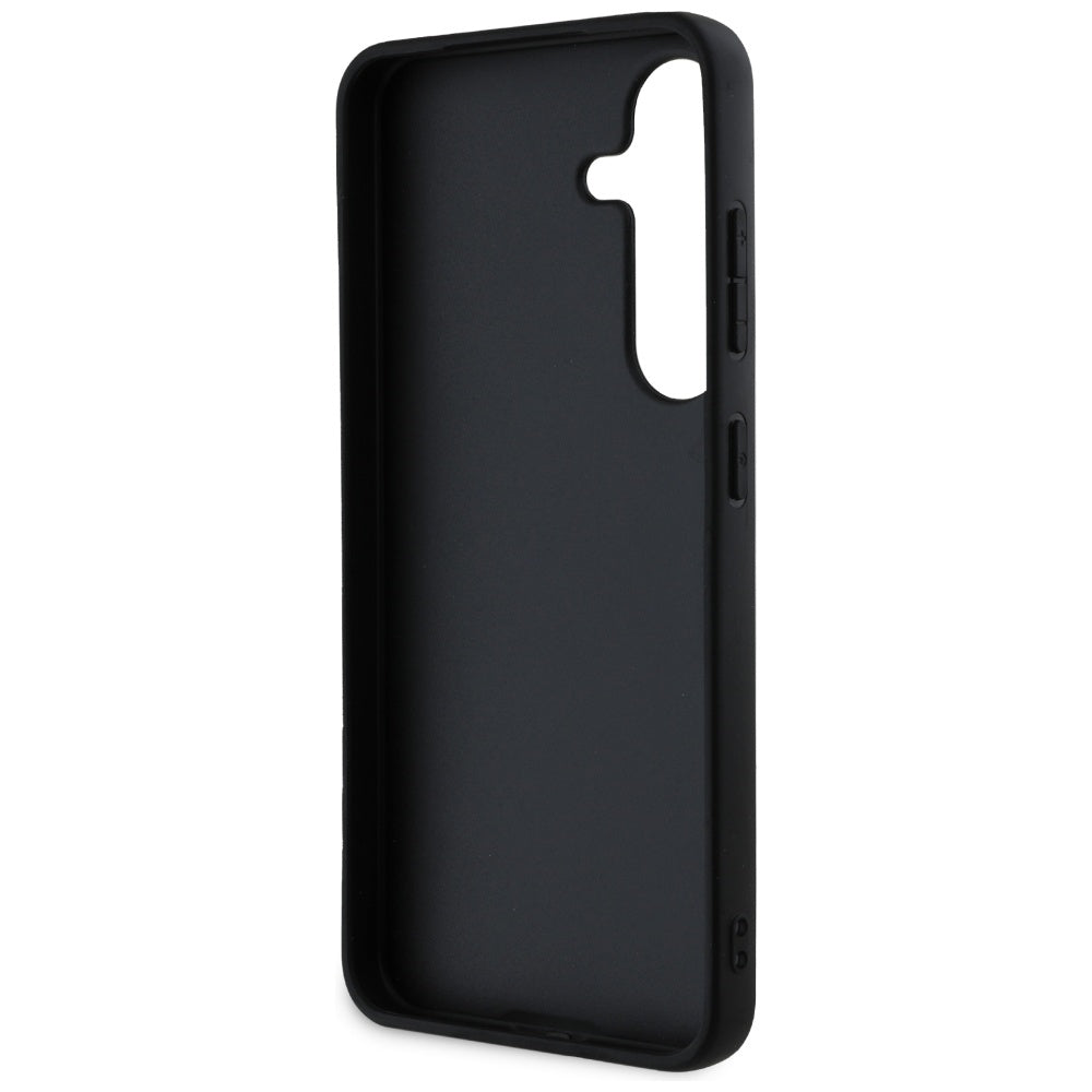 Husa pentru Samsung Galaxy S25 S931, Guess, Grained Hot Stamp 4G Triangle, Neagra