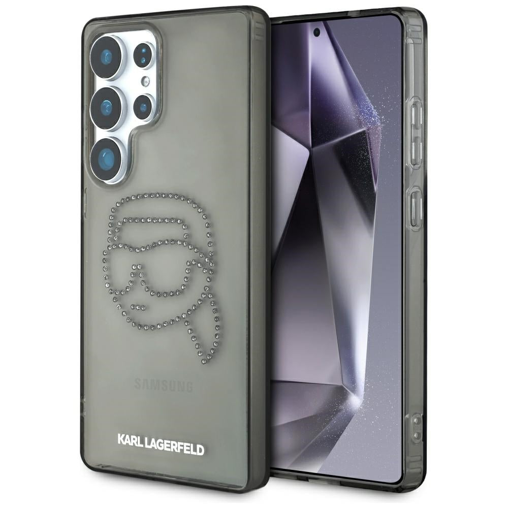 Husa pentru Samsung Galaxy S25 Ultra S938, Karl Lagerfeld, IML Rhinestones Karl's Head, Neagra