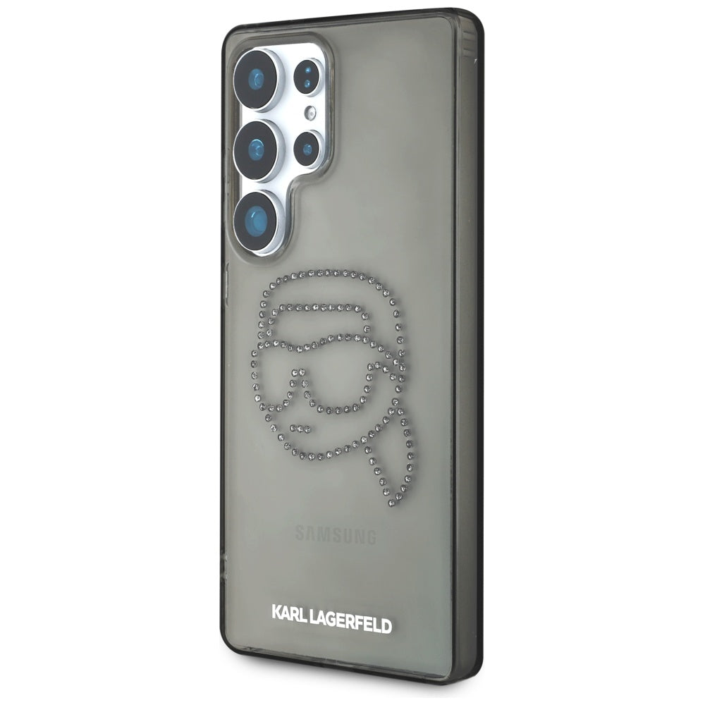 Husa pentru Samsung Galaxy S25 Ultra S938, Karl Lagerfeld, IML Rhinestones Karl's Head, Neagra