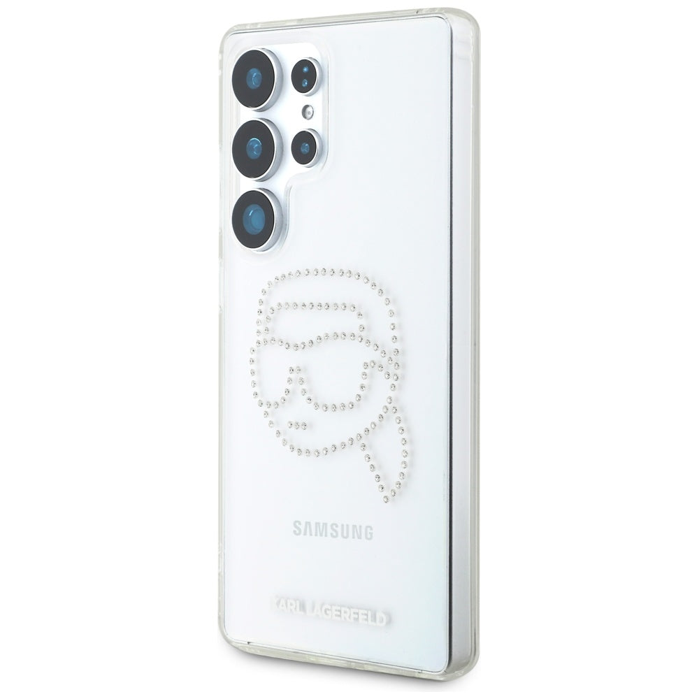 Husa pentru Samsung Galaxy S25 Ultra S938, Karl Lagerfeld, IML Rhinestones Karl's Head, Transparenta