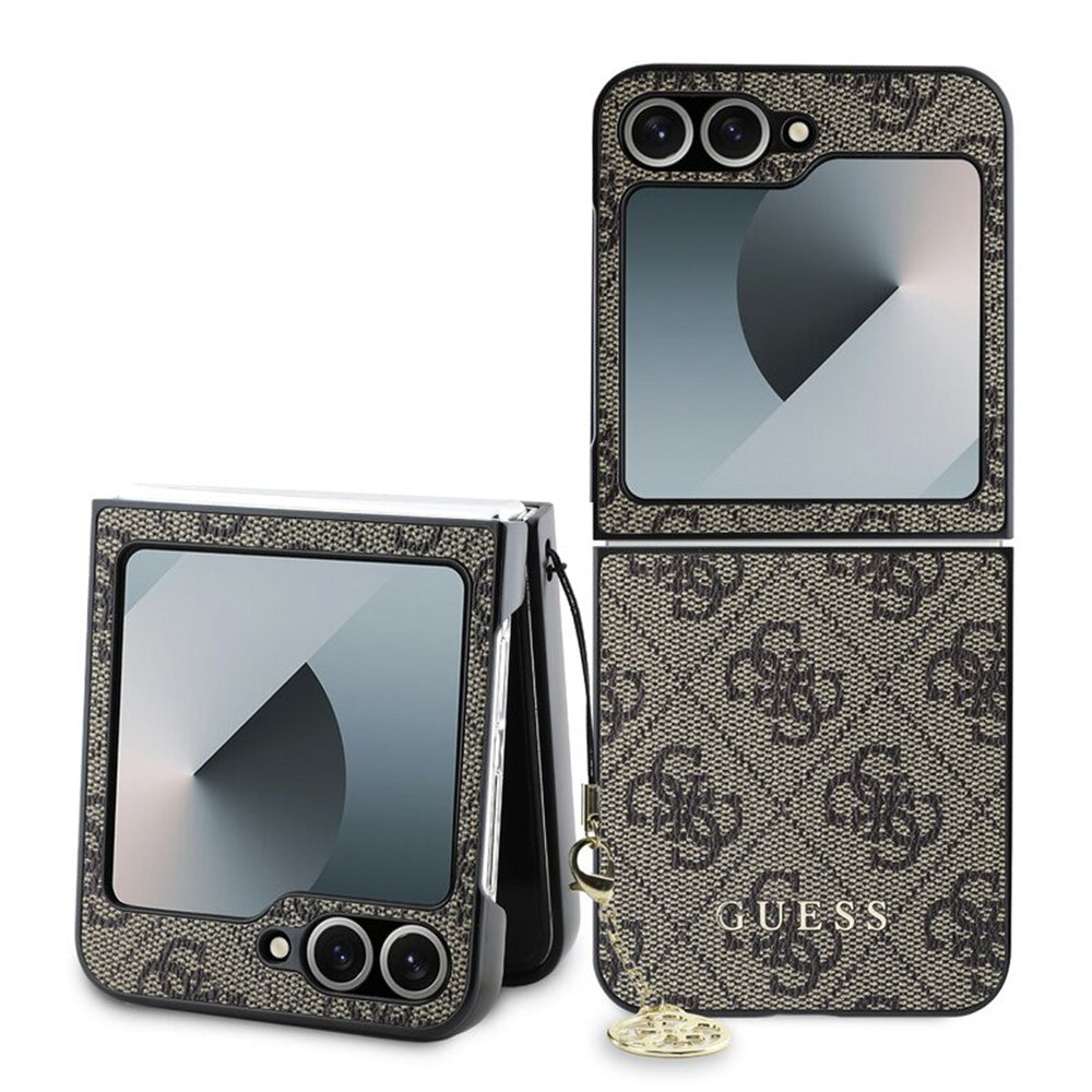 Husa pentru Samsung Galaxy Z Flip7 FE F761 / Z Flip6 F741, Guess, 4G Charm, Maro