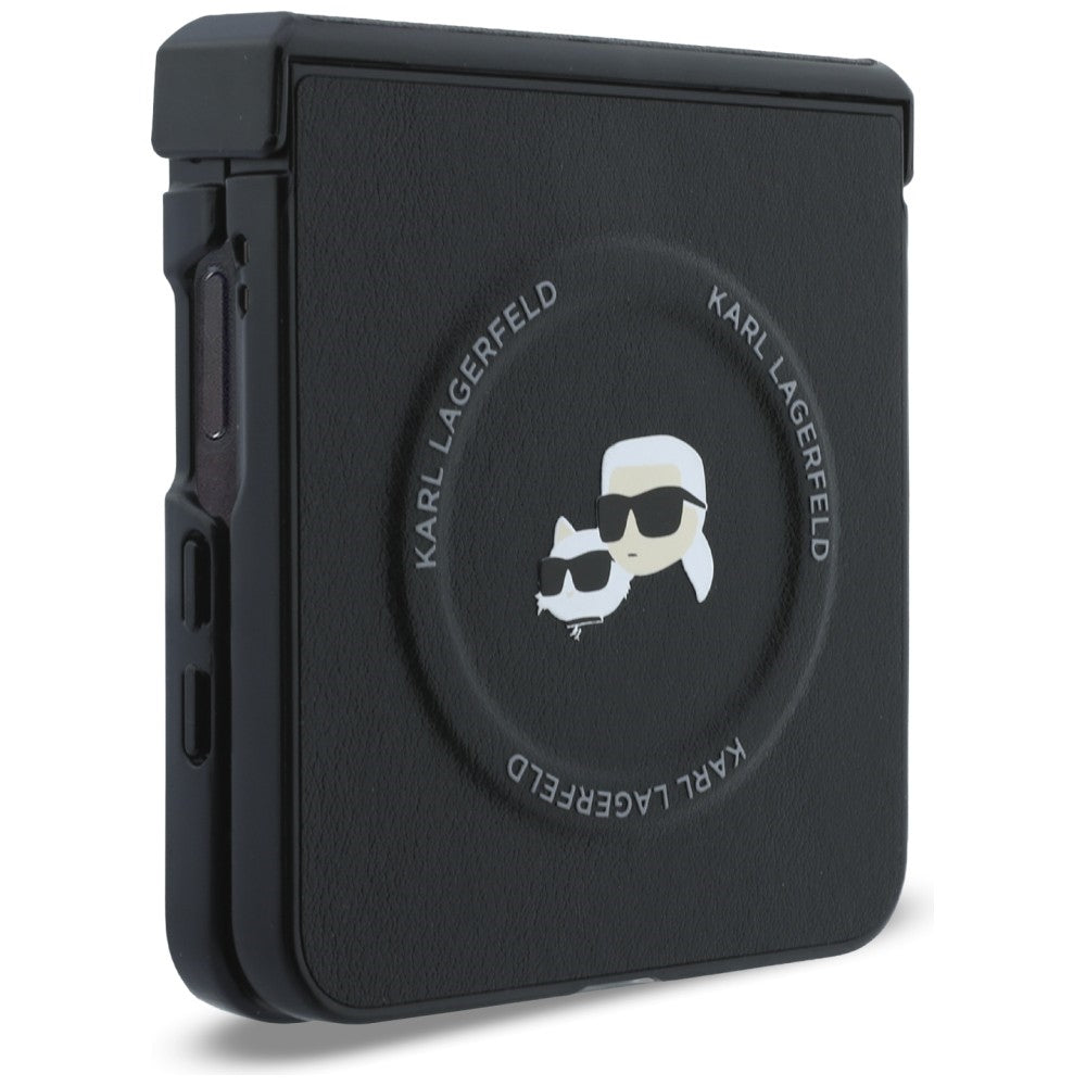 Husa pentru Samsung Galaxy Z Flip8 F776, Karl Lagerfeld, Karl & Choupette Head Pin, Neagra