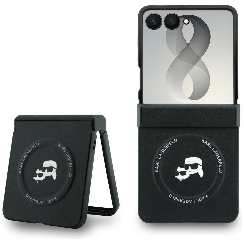 Husa pentru Samsung Galaxy Z Flip8 F776, Karl Lagerfeld, Karl & Choupette Head Pin, Neagra