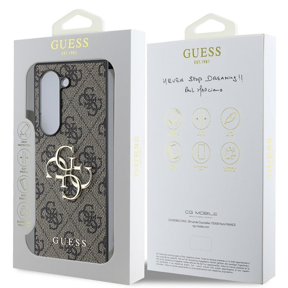 Husa pentru Samsung Galaxy Z Fold6 F956, Guess, 4G Metal Logo, Maro