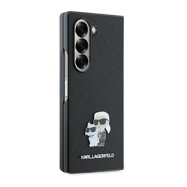 Husa pentru Samsung Galaxy Z Fold6 F956, Karl Lagerfeld, Saffiano Karl & Choupette Metal, Neagra
