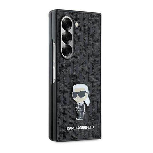 Husa pentru Samsung Galaxy Z Fold6 F956, Karl Lagerfeld, Saffiano Monogram Ikonik, Neagra