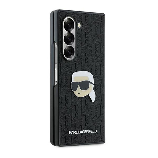 Husa pentru Samsung Galaxy Z Fold6 F956, Karl Lagerfeld, Saffiano Monogram Karl's Head Metal, Neagra