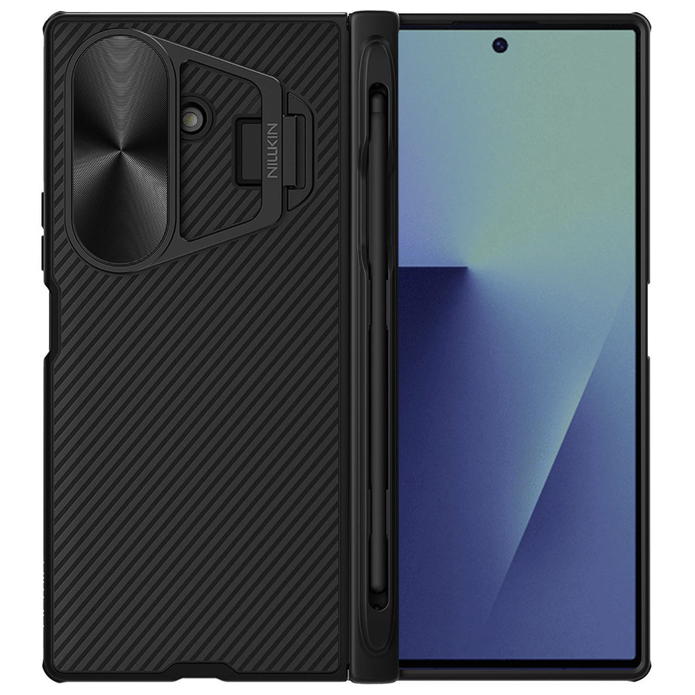 Husa pentru Samsung Galaxy Z Fold7 F966, Nillkin, CamShield Prop with Metal Lens Cover and S-Pen Holder, Neagra