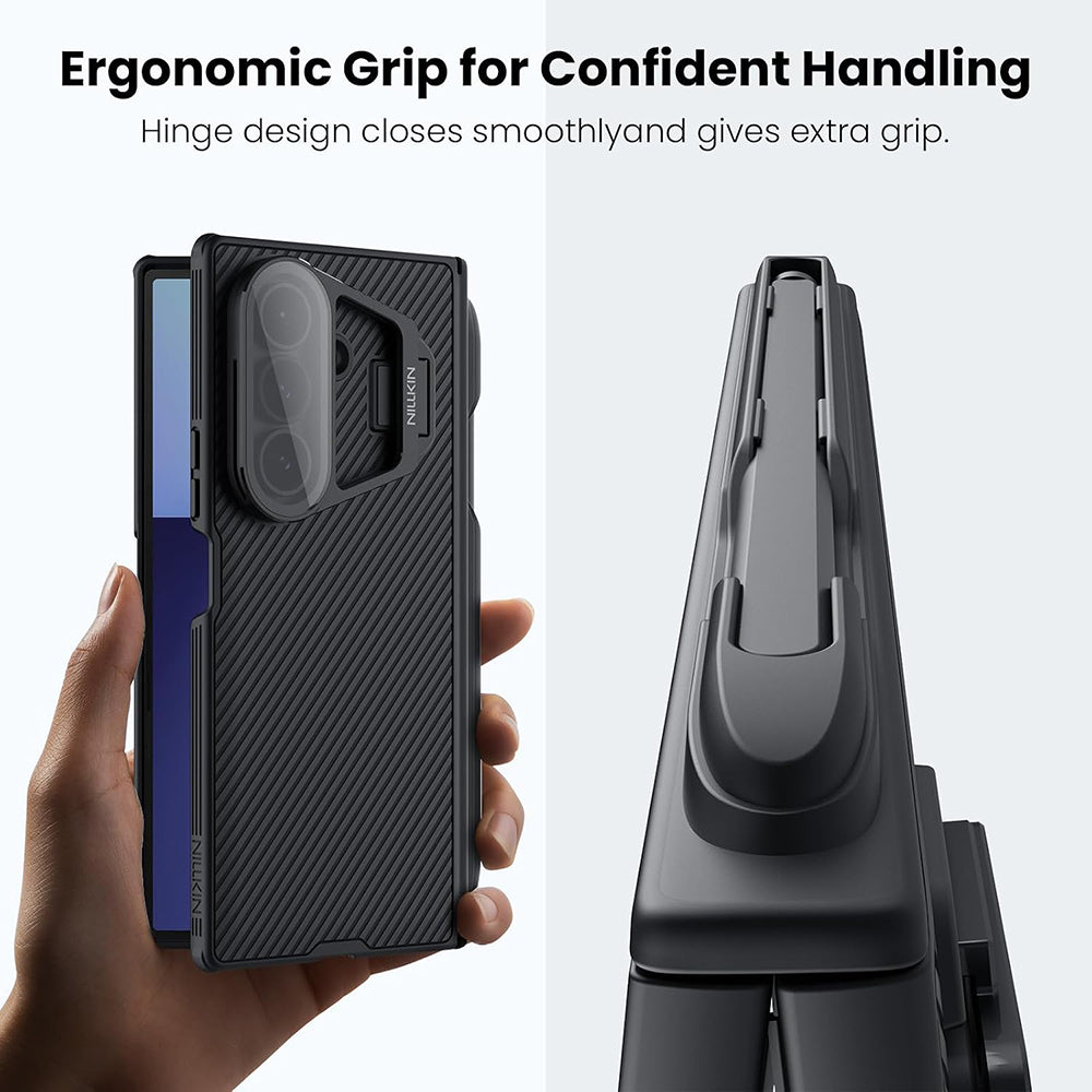 Husa pentru Samsung Galaxy Z Fold7 F966, Nillkin, CamShield Prop with Transparent Lens Cover and S-Pen Holder, Neagra