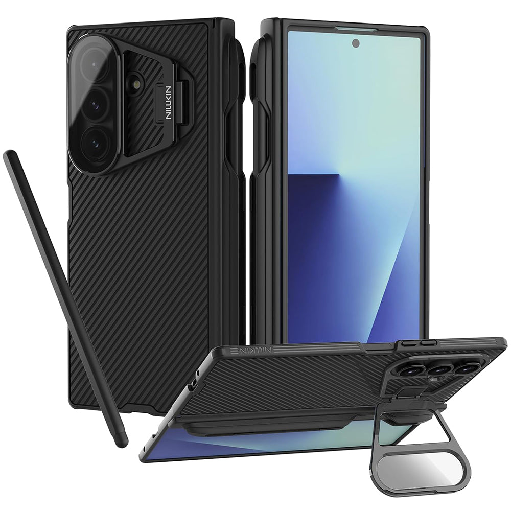 Husa pentru Samsung Galaxy Z Fold7 F966, Nillkin, CamShield Prop with Transparent Lens Cover and S-Pen Holder, Neagra