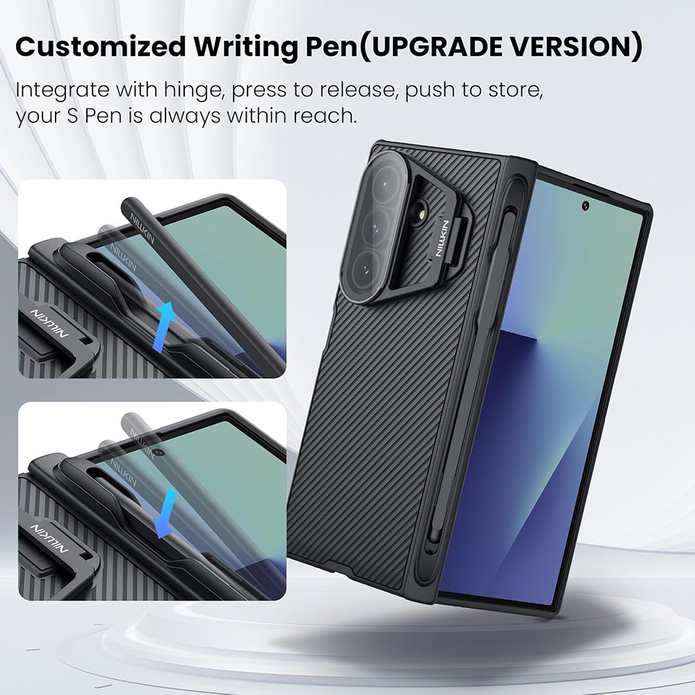 Husa pentru Samsung Galaxy Z Fold7 F966, Nillkin, CamShield Prop with Transparent Lens Cover and S-Pen Holder, Neagra