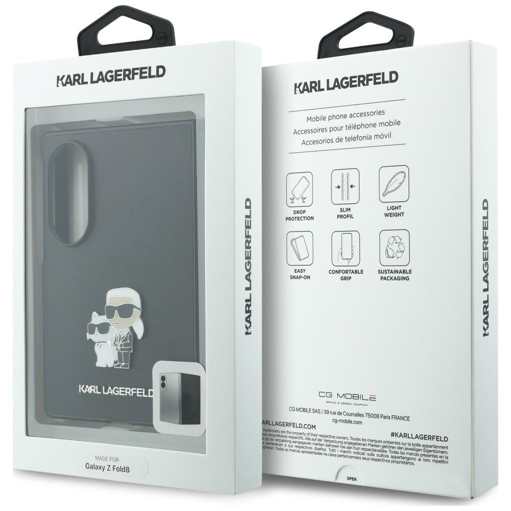 Husa pentru Samsung Galaxy Z Fold8 F971, Karl Lagerfeld, Saffiano Karl & Choupette Metal Pin, Neagra
