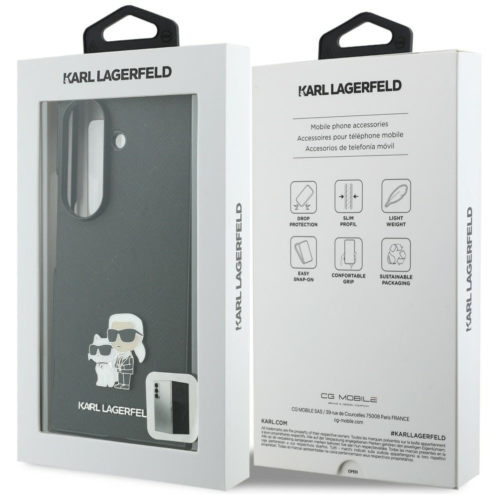 Husa pentru Samsung Galaxy Z Fold8 Ultra F976, Karl Lagerfeld, Saffiano Karl & Choupette Metal Pin, Neagra