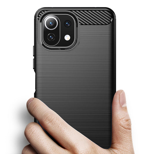 Husa pentru Xiaomi 11 Lite 5G NE / Mi 11 Lite 5G / 11 Lite, Techsuit, Carbon, Neagra