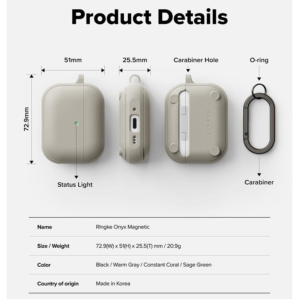 Husa Ringke Onyx Magnetic pentru Apple AirPods Pro 3, Gri