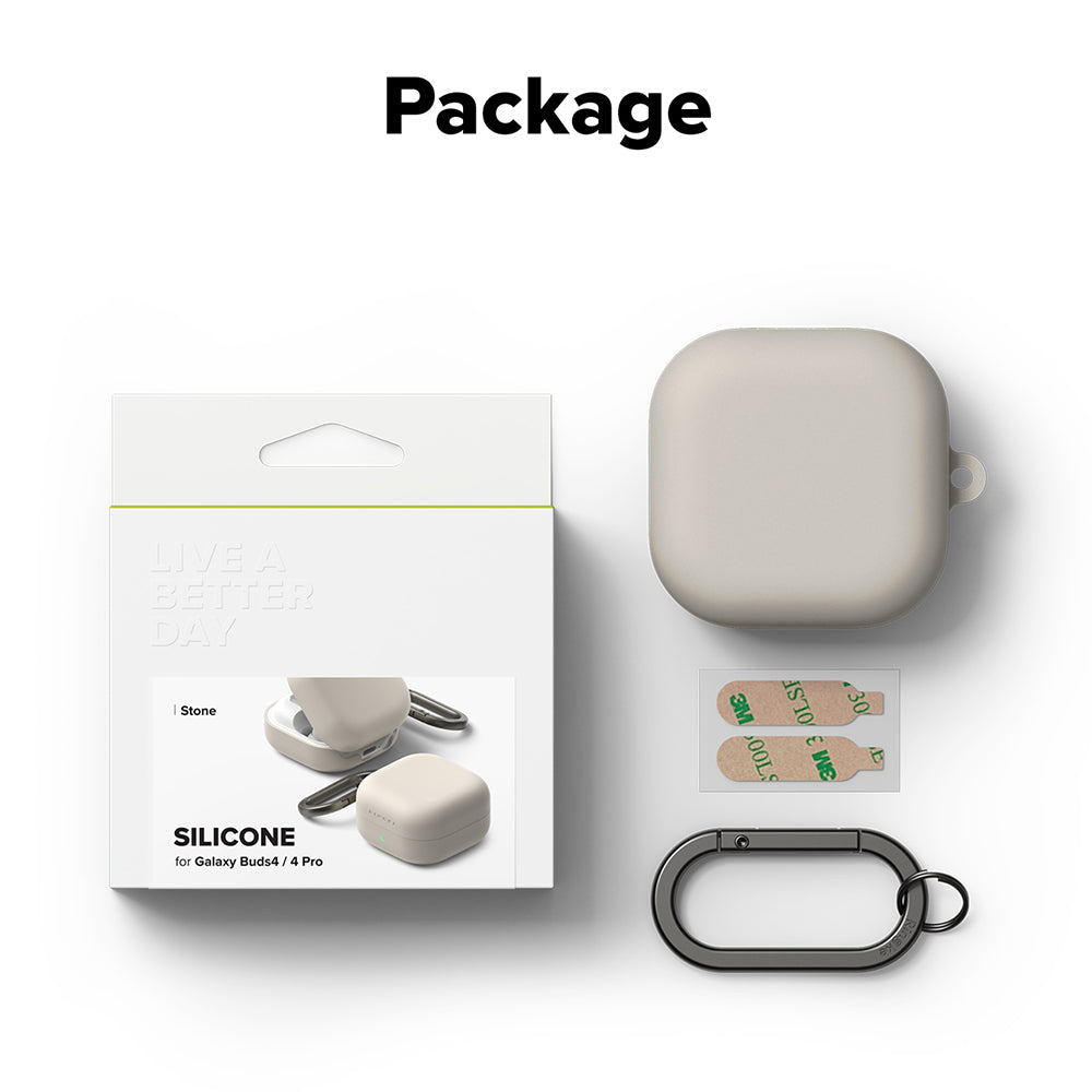 Husa Ringke pentru Samsung Galaxy Buds4 / Buds4 Pro, Crem