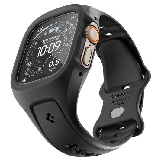 Husa Spigen Liquid Air Pro with Screen Protector pentru Apple Watch Ultra Series, Neagra Mata ACS11416