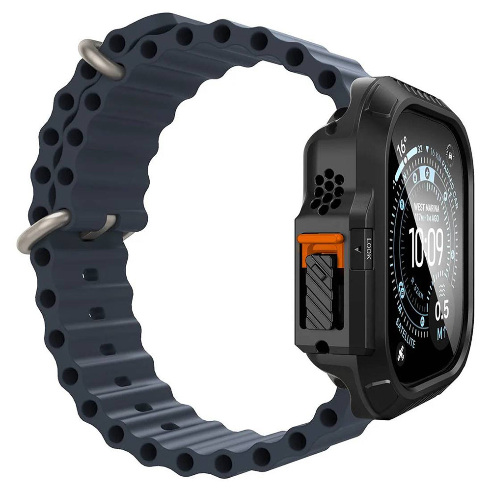Husa Spigen Lock Fit with Screen Protector pentru Apple Watch Ultra Series, Neagra ACS12054