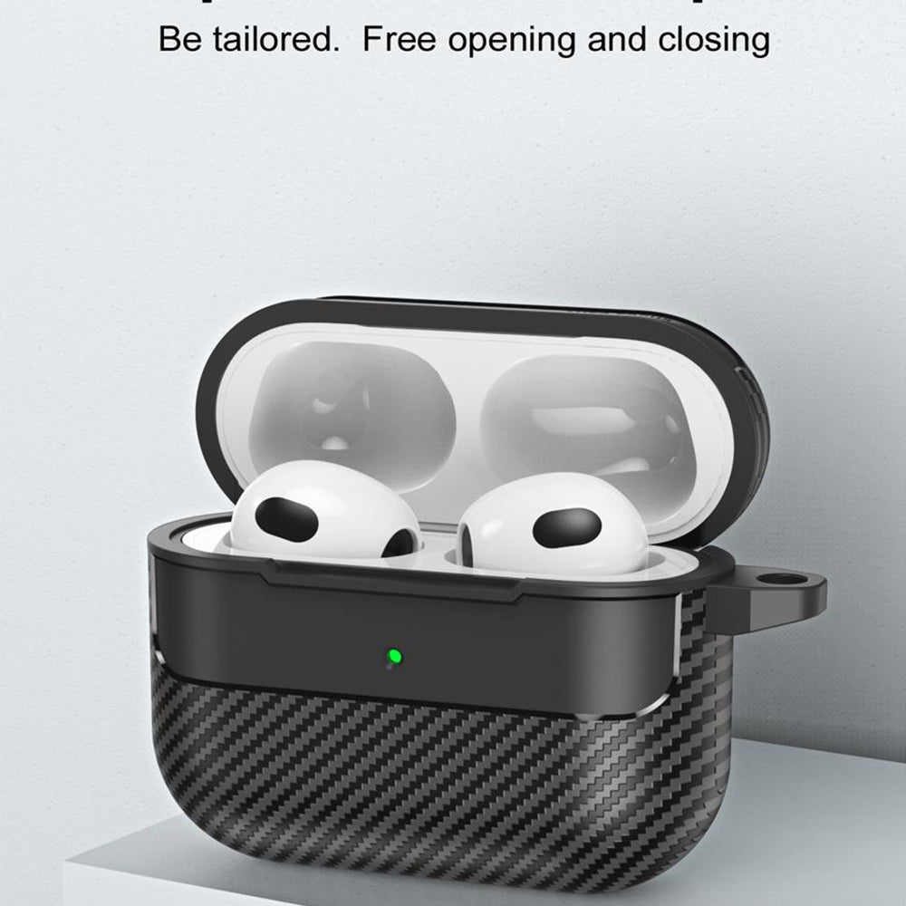 Husa Techsuit CarbonFiber pentru Apple AirPods 3, Neagra