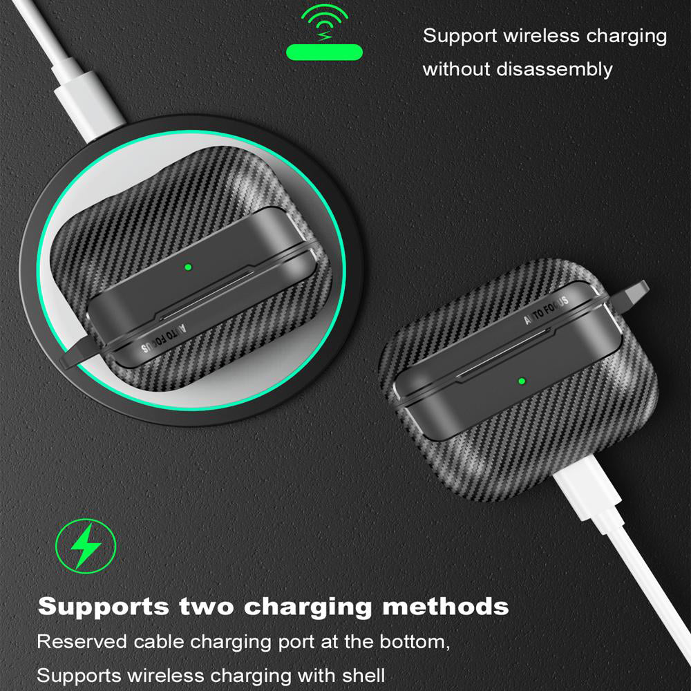 Husa Techsuit CarbonFiber pentru Apple AirPods 3, Neagra