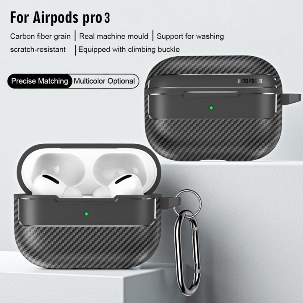 Husa Techsuit CarbonFiber pentru Apple AirPods Pro 3, Neagra