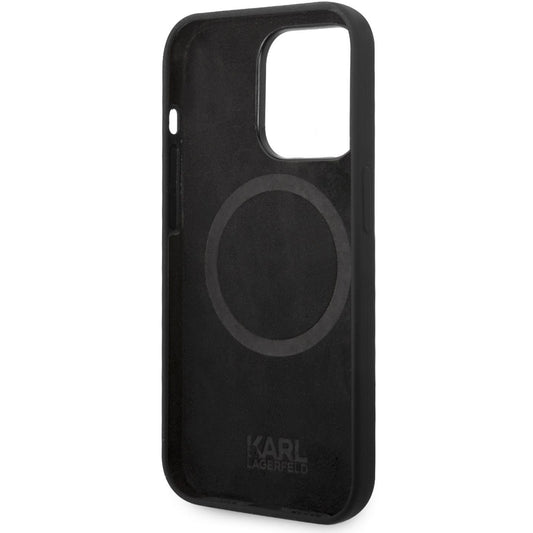 Husa MagSafe pentru Apple iPhone 14 Pro, Karl Lagerfeld, Silicone Karl Head, Neagra