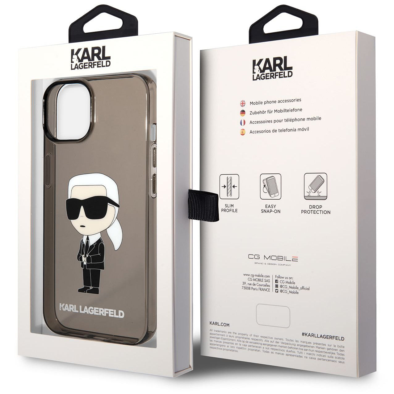Husa TPU Karl Lagerfeld IML pentru Apple iPhone 14 Plus, Ikonik NFT, Neagra Transparenta KLHCP14MHNIKTCK