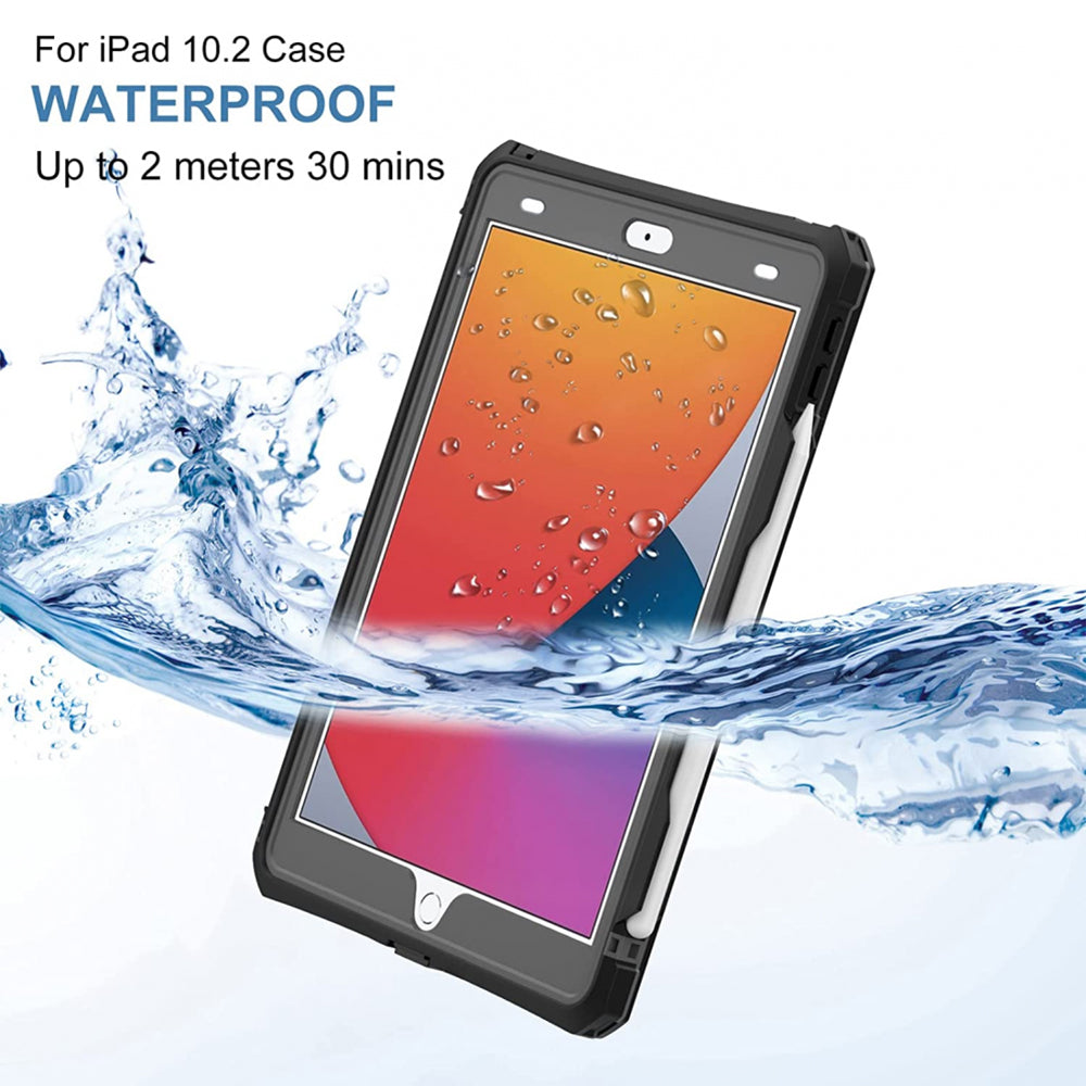 Husa Waterproof pentru Apple iPad 10.2 (2021) / 10.2 (2020) / 10.2 (2019), ShellBox, Neagra