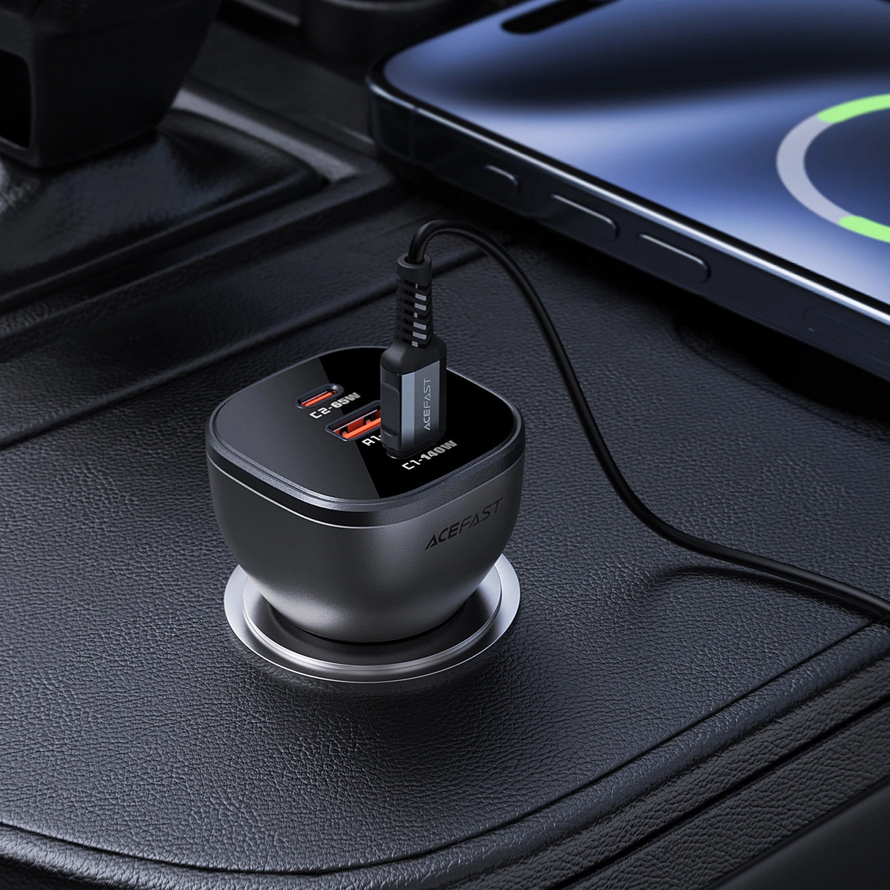 Incarcator Auto Acefast B14, 165W, 5A, 1 x USB-A - 2 x USB-C, Negru