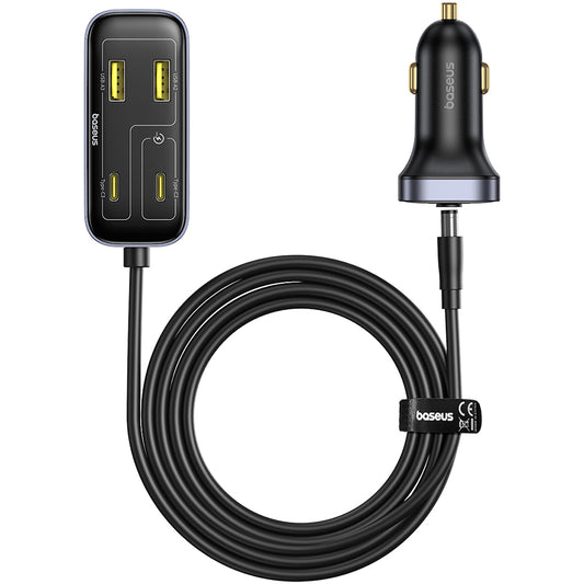 Incarcator Auto Baseus BackseatPal L1, 110W, 3A, 3 x USB-A - 3 x USB-C, Negru C00081100121-00