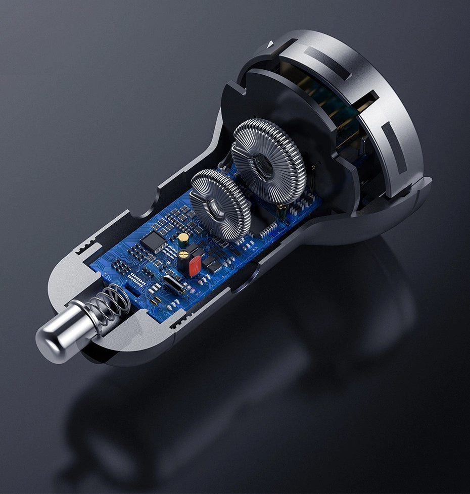 Incarcator Auto Baseus Digital Display, 24W, 2.4A, 2 x USB-A, Argintiu CCBX-0S