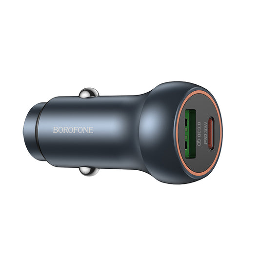 Incarcator Auto Borofone BZ32B Fresh, 48W, 3A, 1 x USB-A - 1 x USB-C, Gri