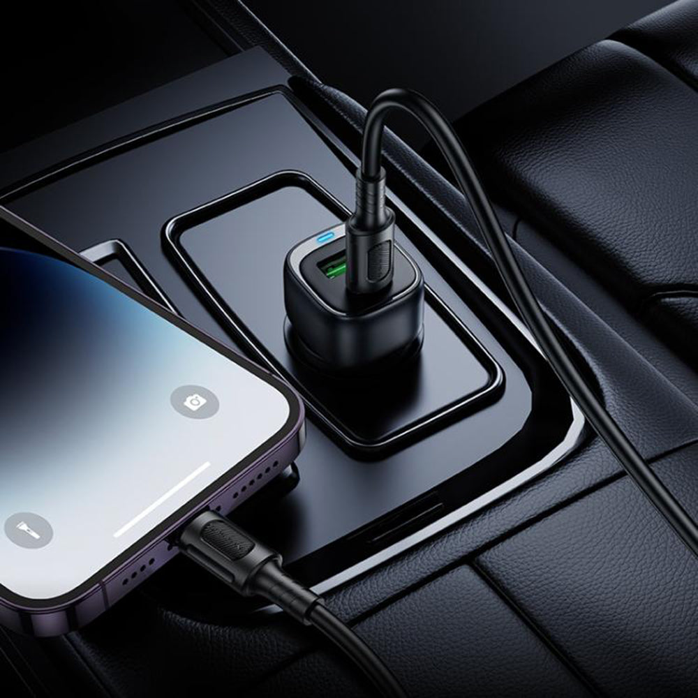 Incarcator Auto Borofone BZ34B Cloud, 20W, 3A, 1 x USB-A - 1 x USB-C, Alb