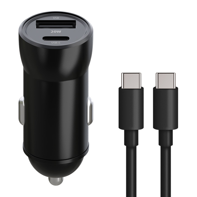 Incarcator Auto Cu Cablu USB-C MaXlife MXCC-04, 20W, 3A, 1 x USB-A - 1 x USB-C, Negru