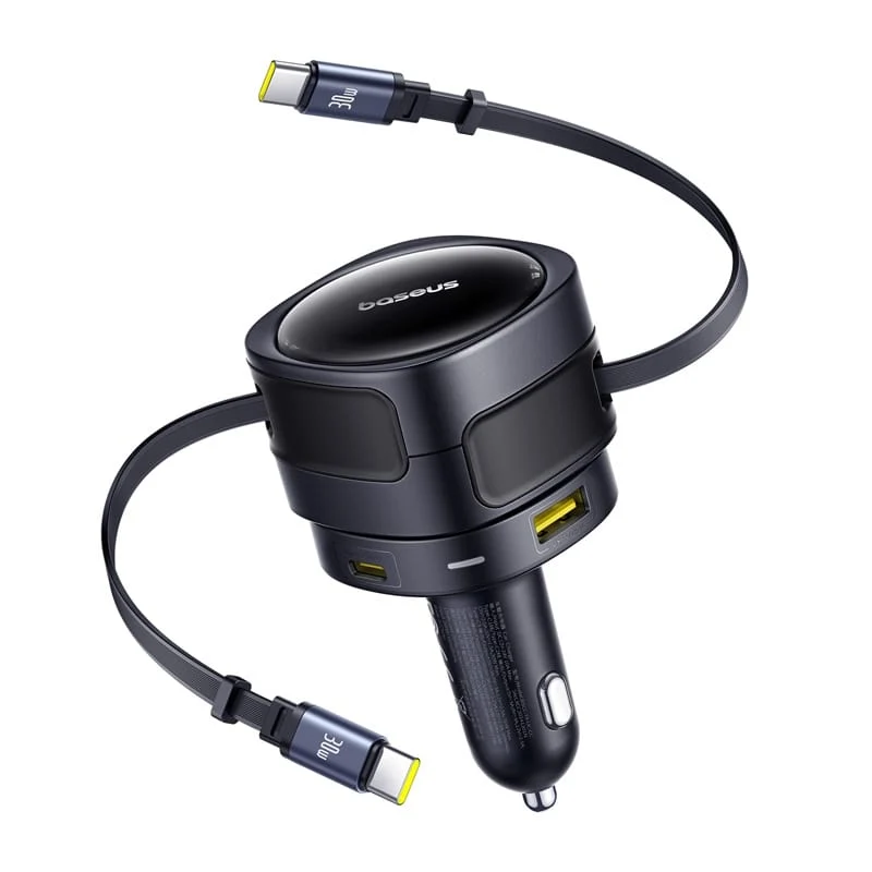 Incarcator Auto Cu Cablu USB-C Baseus Enjoyment Max, 90W, 1 x USB-A - 1 x USB-C, Negru C00035507121-03