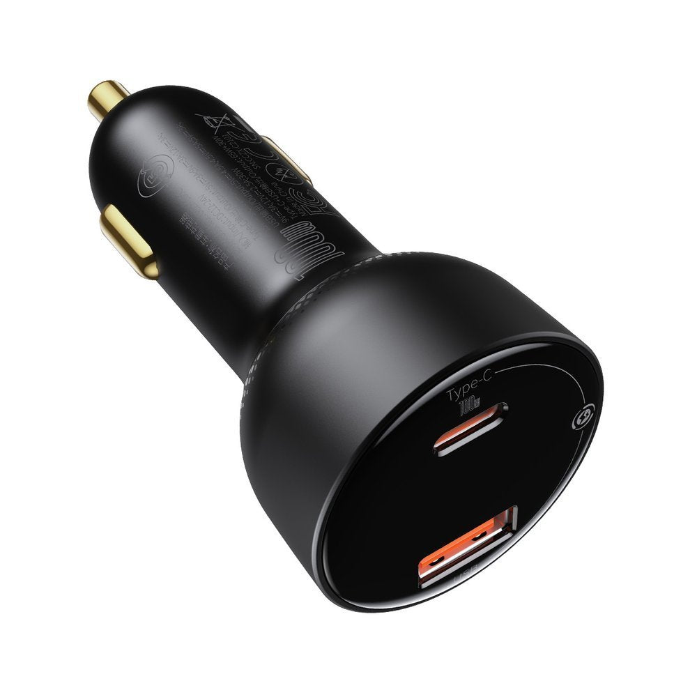 Incarcator Auto Cu Cablu USB-C Baseus Superme, 100W, 5A, 1 x USB-A - 1 x USB-C, Negru TZCCZX-01