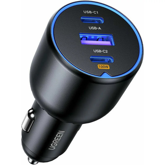 Incarcator Auto Cu Cablu USB-C UGREEN CD293, 130W, 5A, 1 x USB-A - 2 x USB-C, Negru