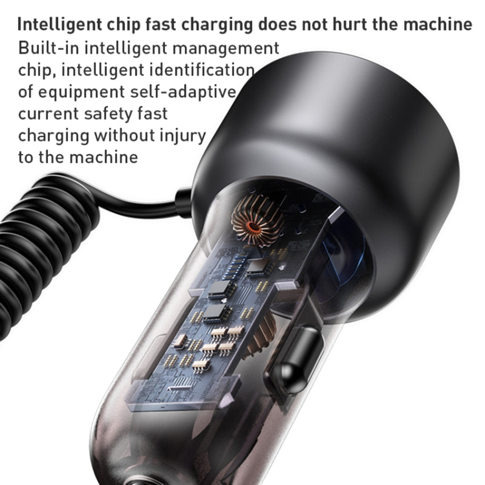 Incarcator Auto Cu Cablu USB-C / Lightning Yesido Y58 Display, 60W, 3A, 1 x USB-A - 1 x USB-C, Gri