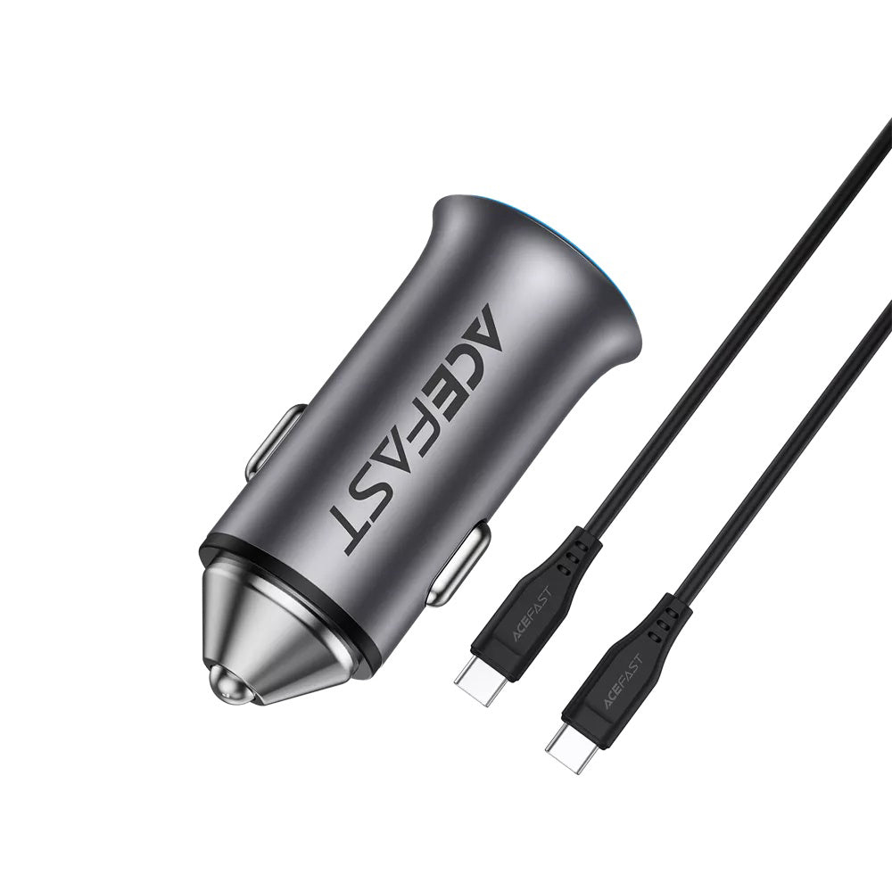 Incarcator Auto Cu Cablu USB-C Acefast B16, 95W, 3.25A, 1 x USB-A - 1 x USB-C, Gri