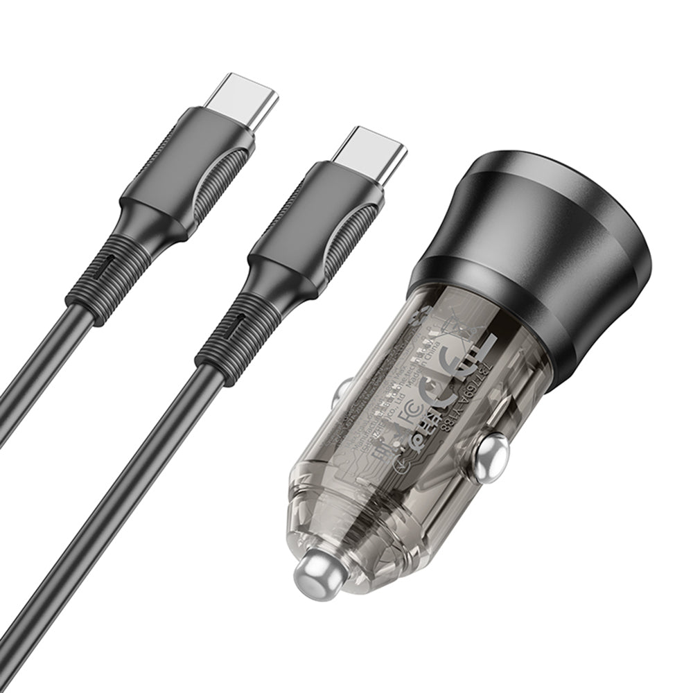 Incarcator Auto Cu Cablu USB-C Borofone BZ25 Journey, 38W, 3A, 1 x USB-A - 1 x USB-C, Negru