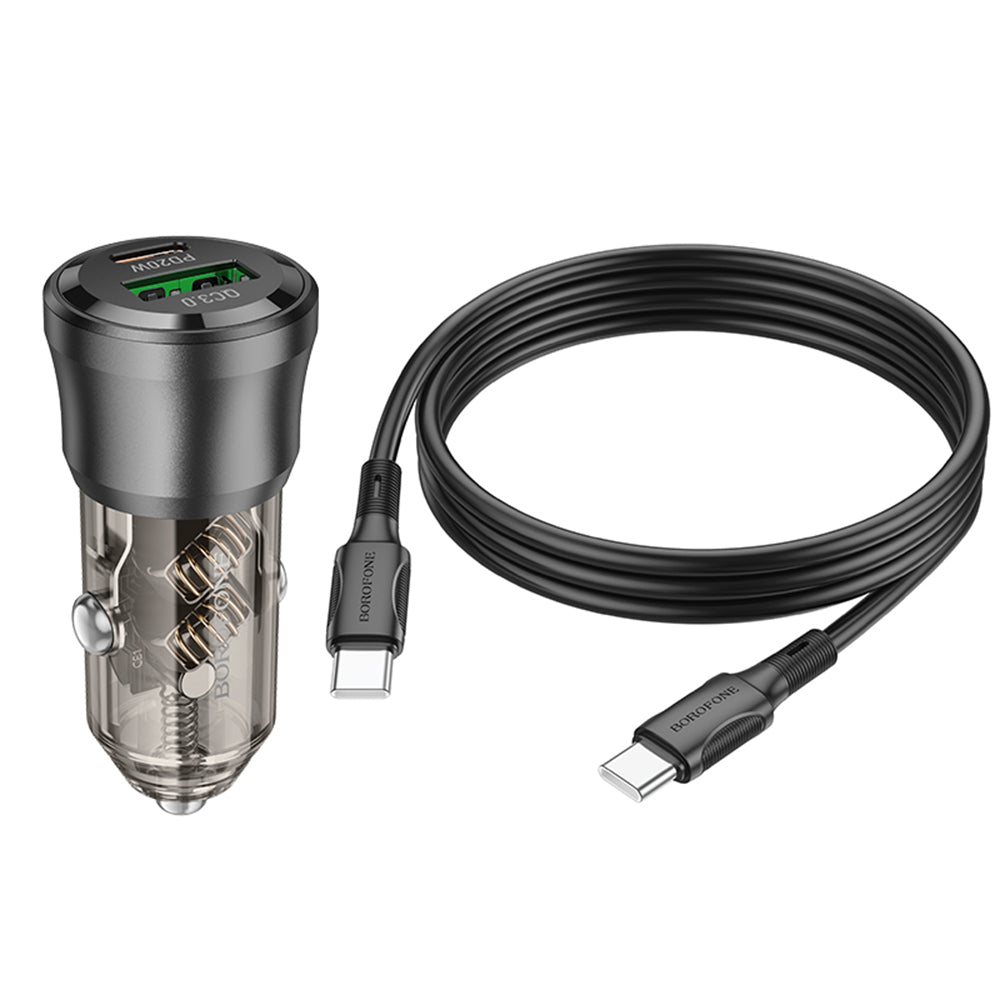 Incarcator Auto Cu Cablu USB-C Borofone BZ25 Journey, 38W, 3A, 1 x USB-A - 1 x USB-C, Negru
