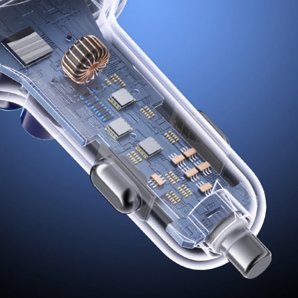 Incarcator Auto Cu Cablu USB-C / Lightning Yesido Y63 Display, 117W, 3A, 1 x USB-A - 1 x USB-C, Gri