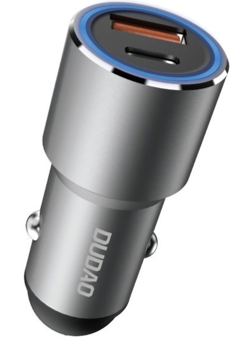 Incarcator Auto Dudao R4PQ NM, 22.5W, 3A, 1 x USB-A - 1 x USB-C, Gri