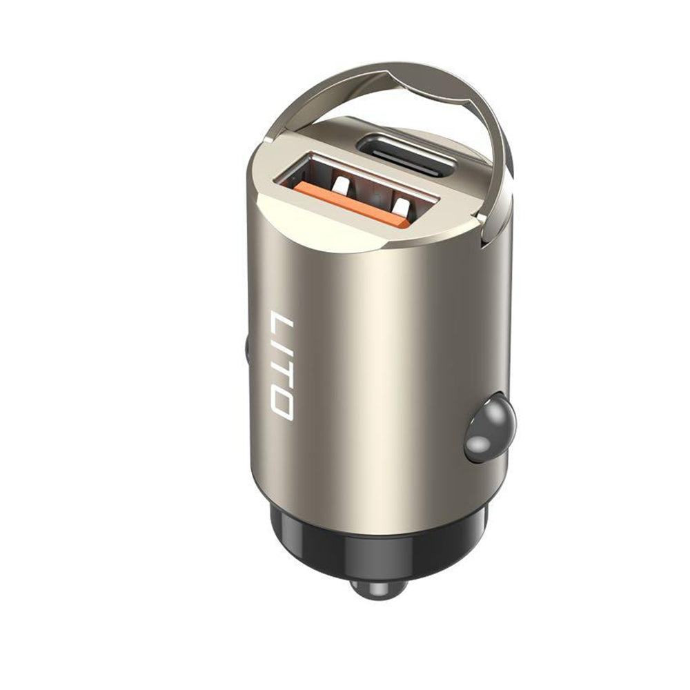 Incarcator Auto Lito IN-C03, 30W, 3A, 1 x USB-A - 1 x USB-C, Gri