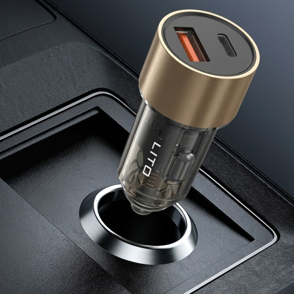 Incarcator Auto Lito IN-C04, 52W, 3A, 1 x USB-A - 1 x USB-C, Negru
