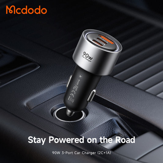 Incarcator Auto McDodo CC-3110 Gana, 90W, 3A, 1 x USB-A - 2 x USB-C, Negru