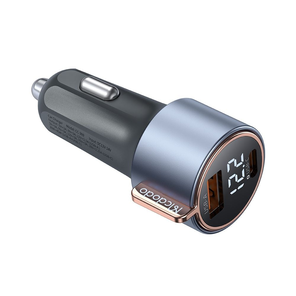 Incarcator Auto McDodo CC-3690 Venus Display, 75W, 3A, 1 x USB-A - 1 x USB-C, Negru