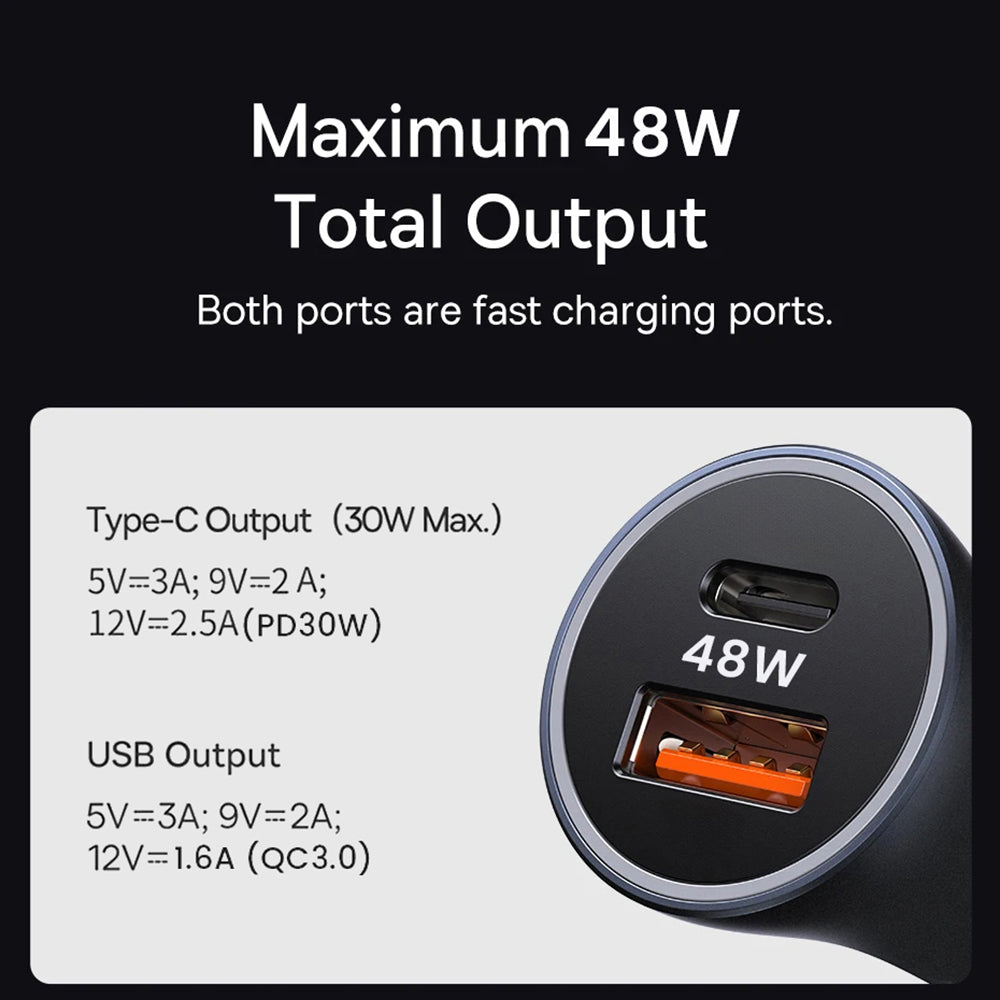 Incarcator Auto Techsuit C3 RescueVolt, 48W, 3A, 1 x USB-A - 1 x USB-C, Gri