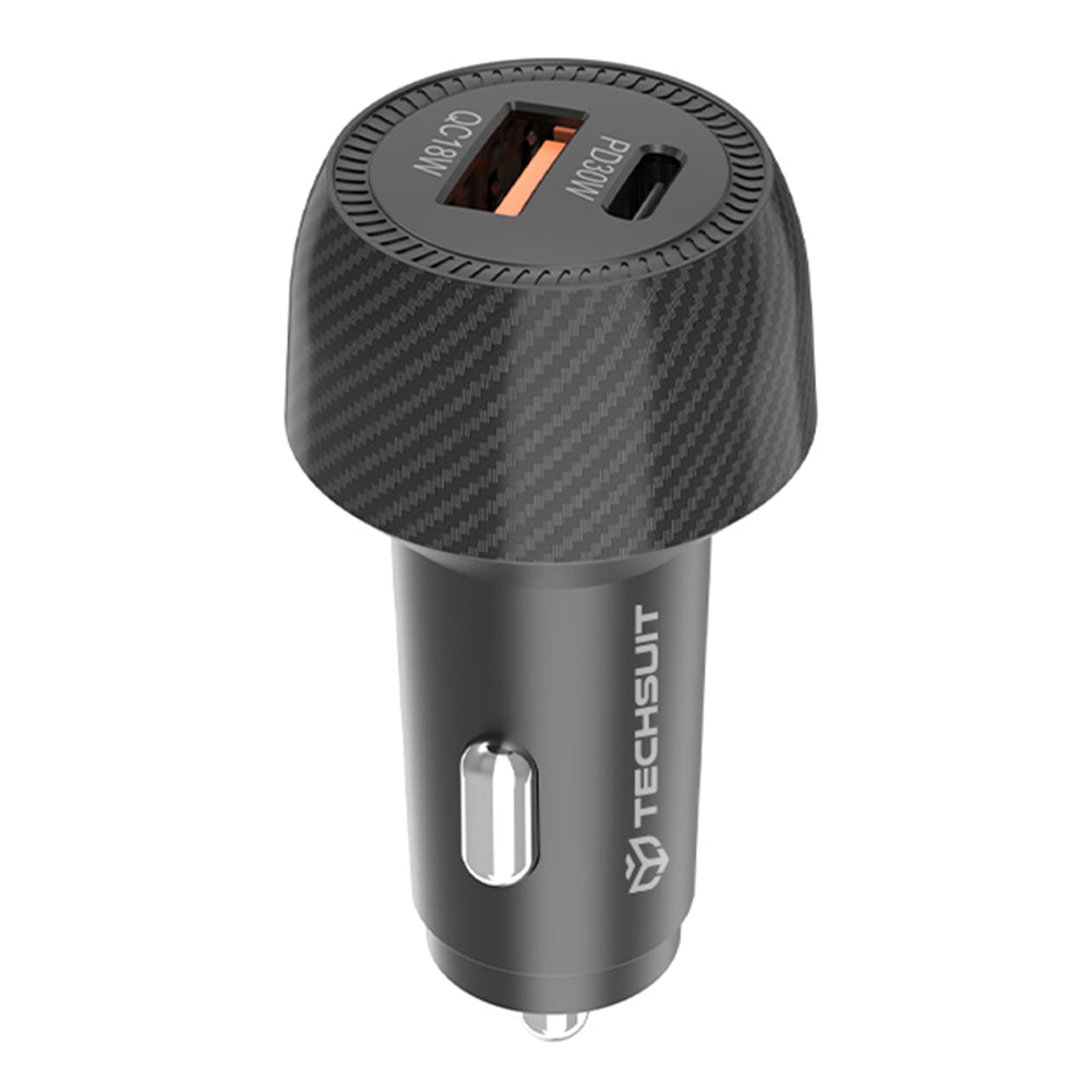 Incarcator Auto Techsuit C7 CarbonVolt, 48W, 3A, 1 x USB-A - 1 x USB-C, Negru